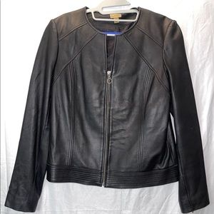 Caslon Black Leather Jacket, Genuine Lambskin, Size M